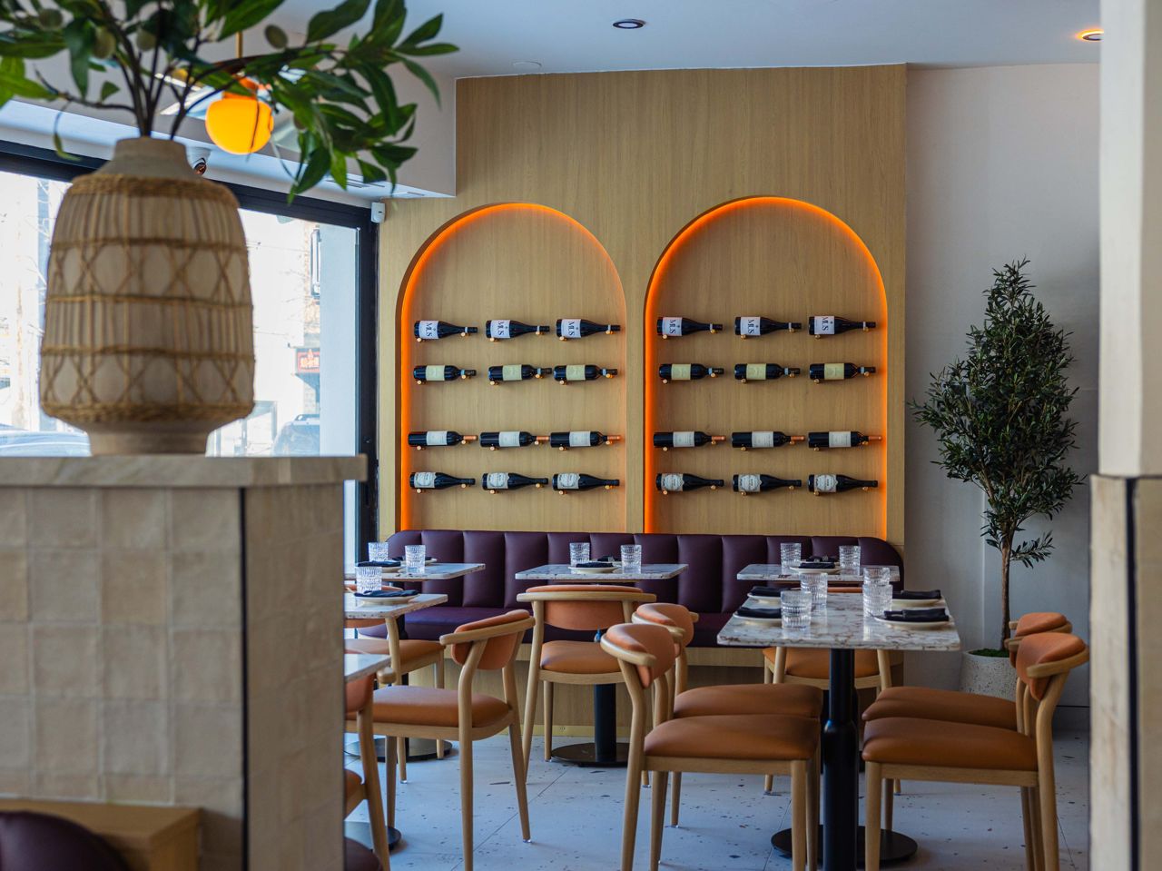 The front dining room at Osteria Alba