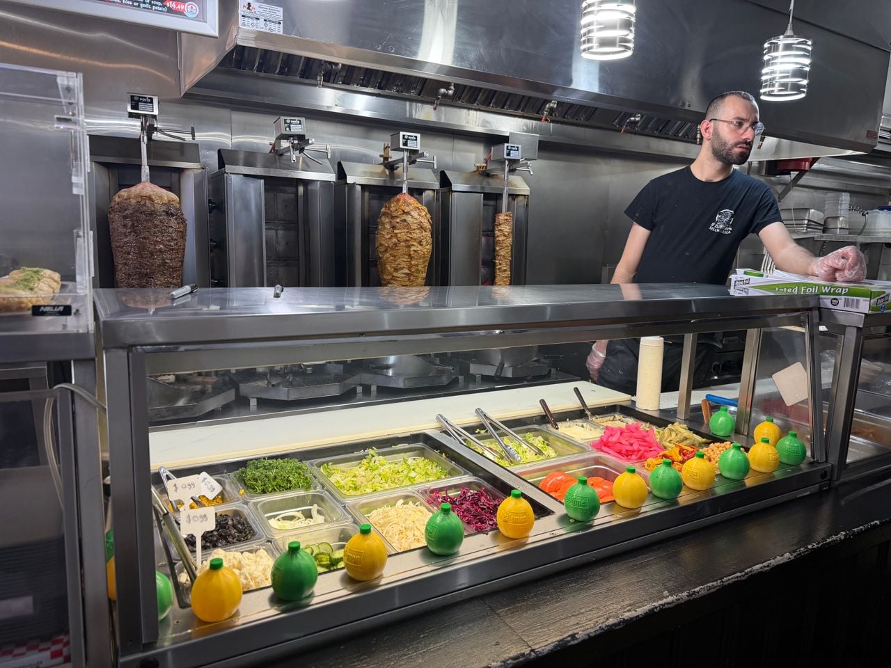 The counter at Two Brothers Shawarma