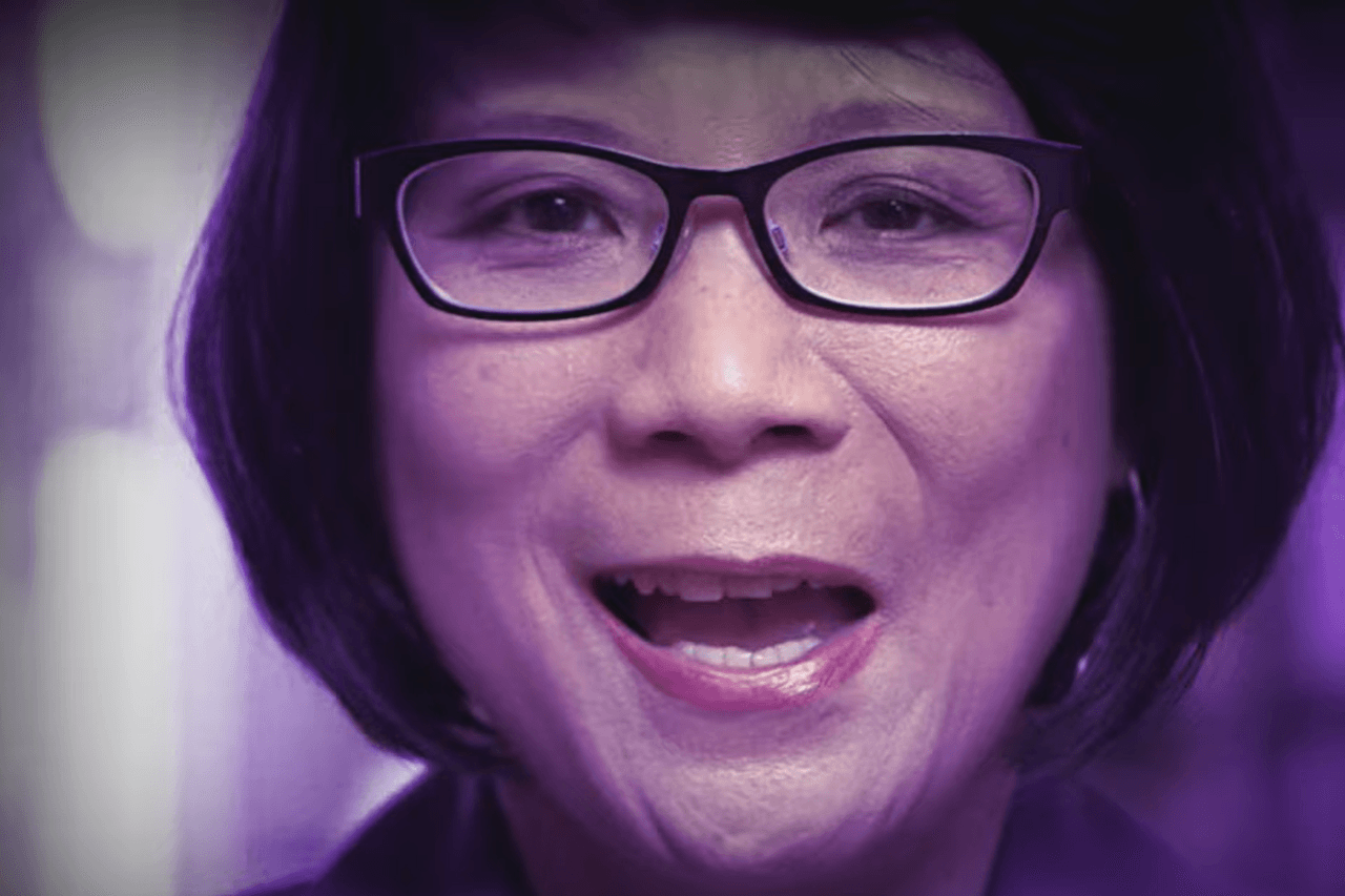 A stylized photo of Olivia Chow shown in a negative light.