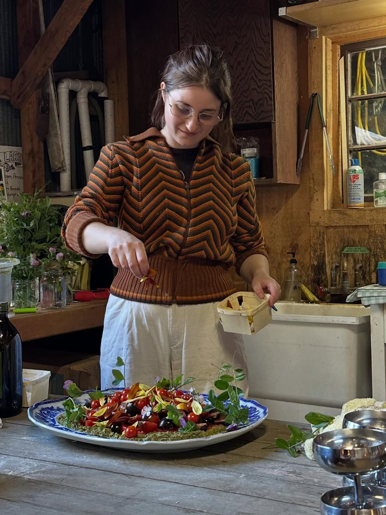 Sara Baron Goodman finishes a salad