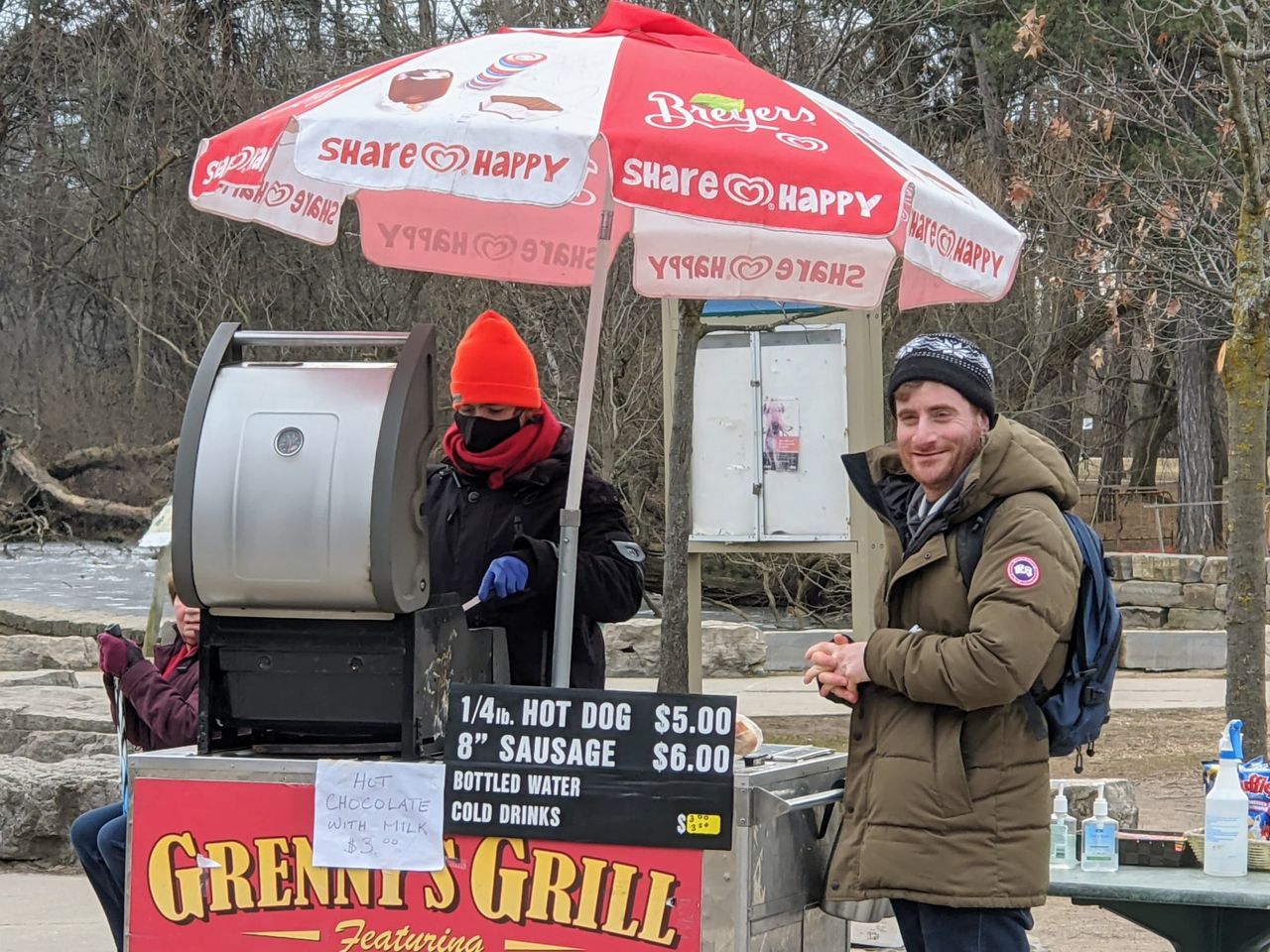 Anton Strasburg at a hot dog cart