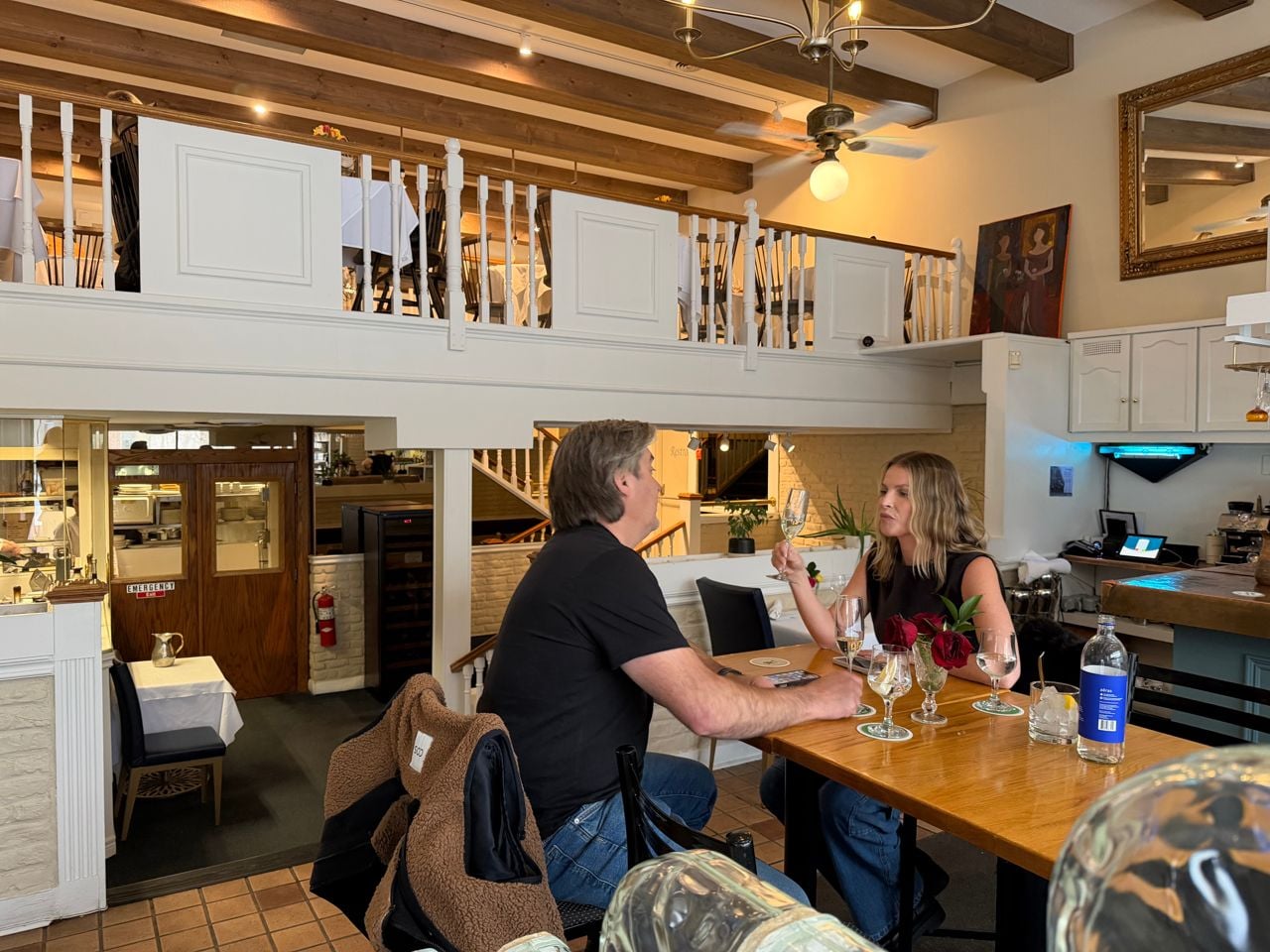 Randy and Katherine Feltis sit in the dining room of the Crazy Fox Bistro in Barrie