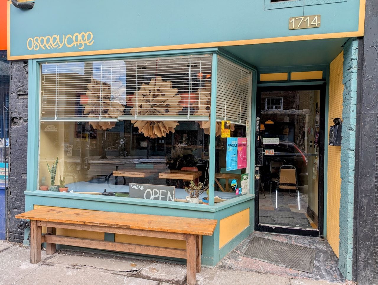 The exterior of Osprey Cafe in Toronto's Parkdale neighbourhood