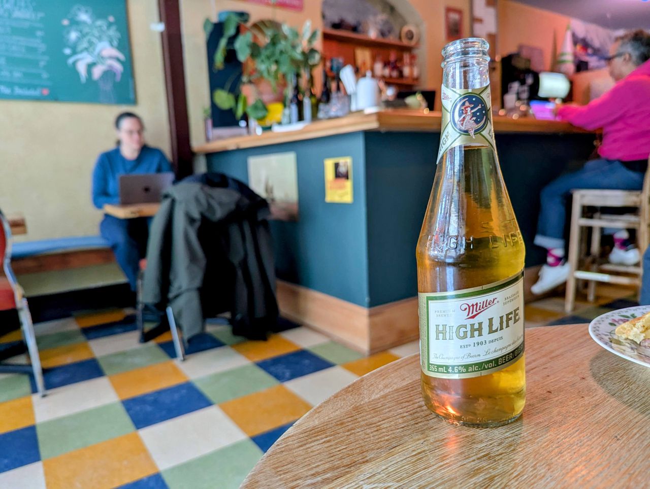 A bottle of Miller High Life