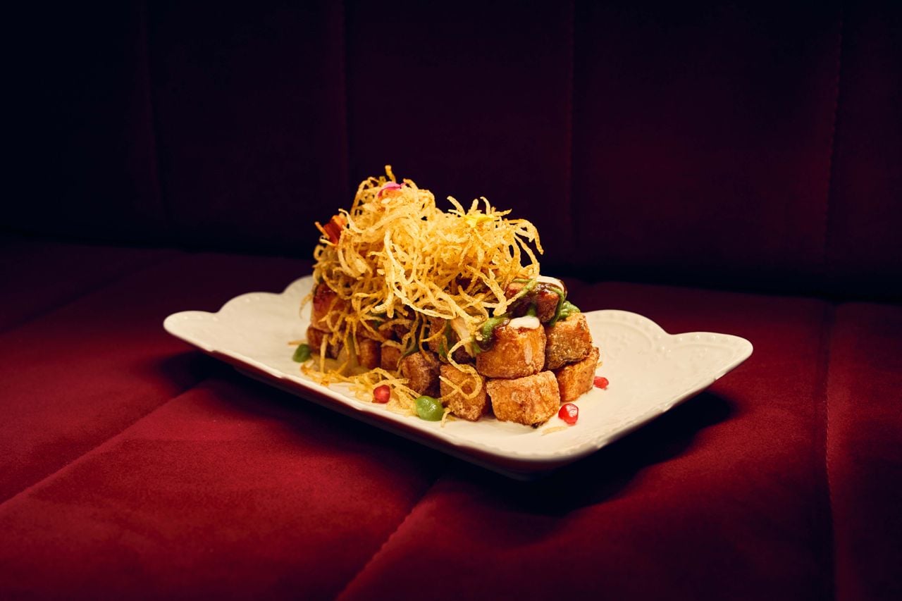 A modern take on shakarkandi chaat at Aangan