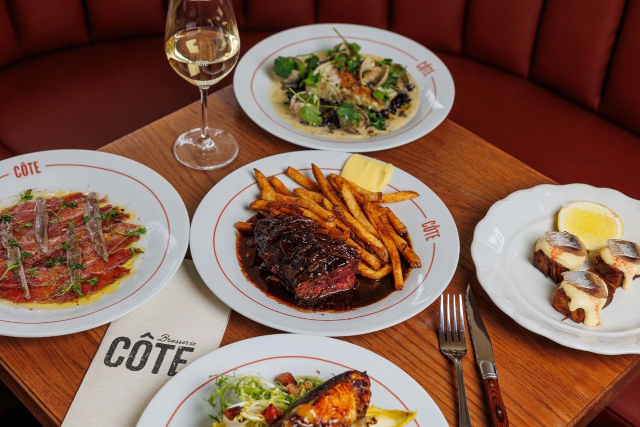 A spread of dishes at Brasserie Côte
