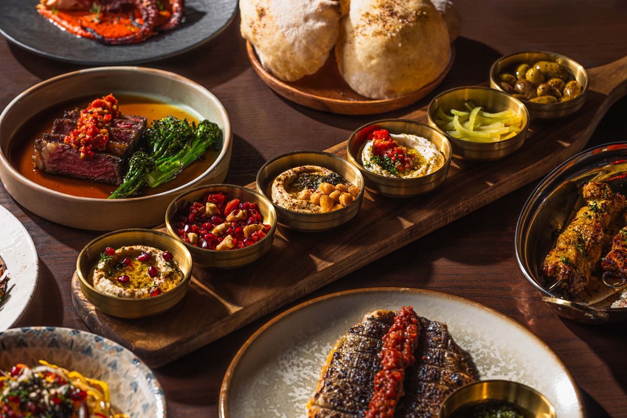 The Mar’aa spread sampler of dips and pita bread
