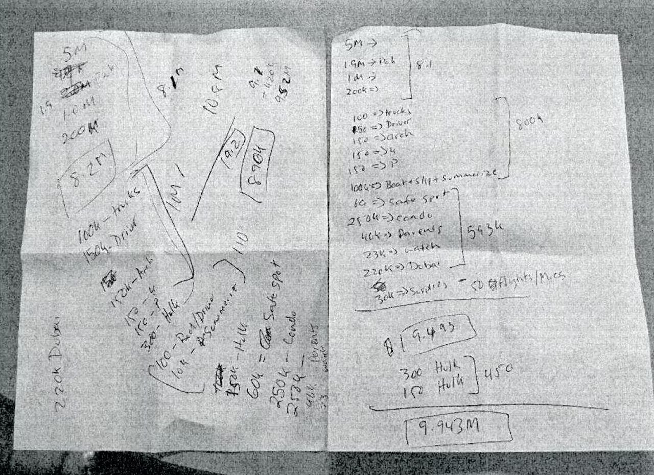 The Pearson gold heist ringleader kept a handwritten $10.3-million debt list