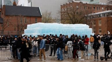 The fire department is melting down Drake's Iceman monument