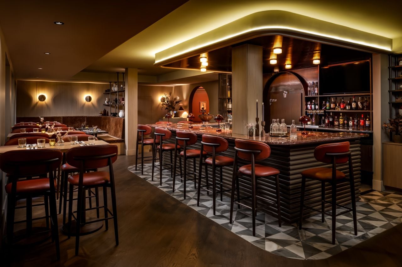 Bar with tall seats