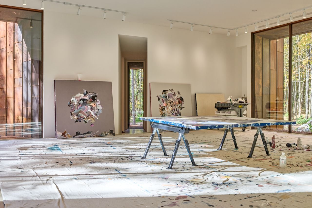Inside painter Janna Watson's minimalist studio in a Grey County forest