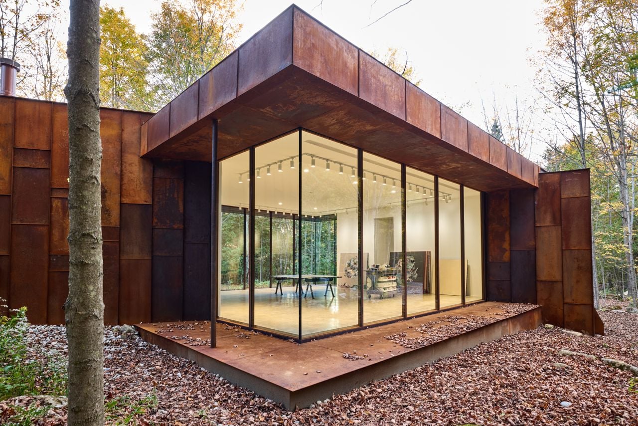 Inside painter Janna Watson's minimalist studio in a Grey County forest