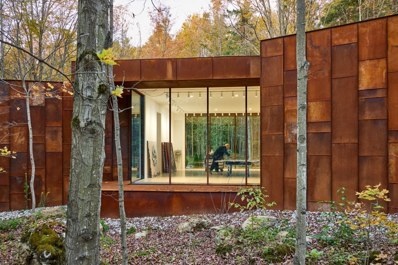 Inside painter Janna Watson's minimalist studio in a Grey County forest