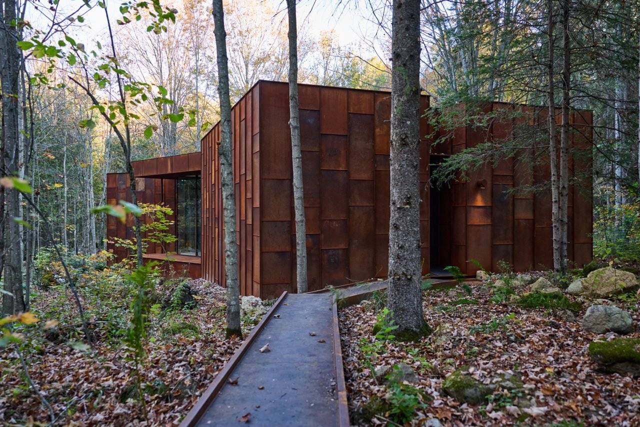 Inside painter Janna Watson's minimalist studio in a Grey County forest