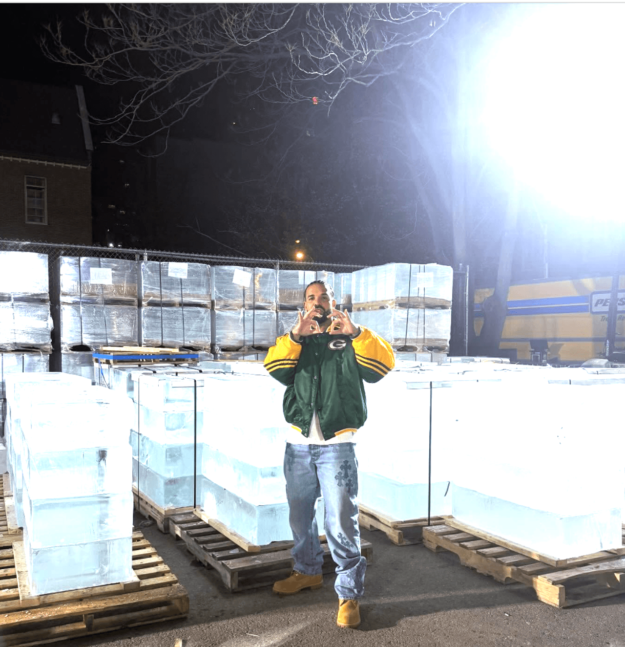 Please don't fall off the massive Drake ice block
