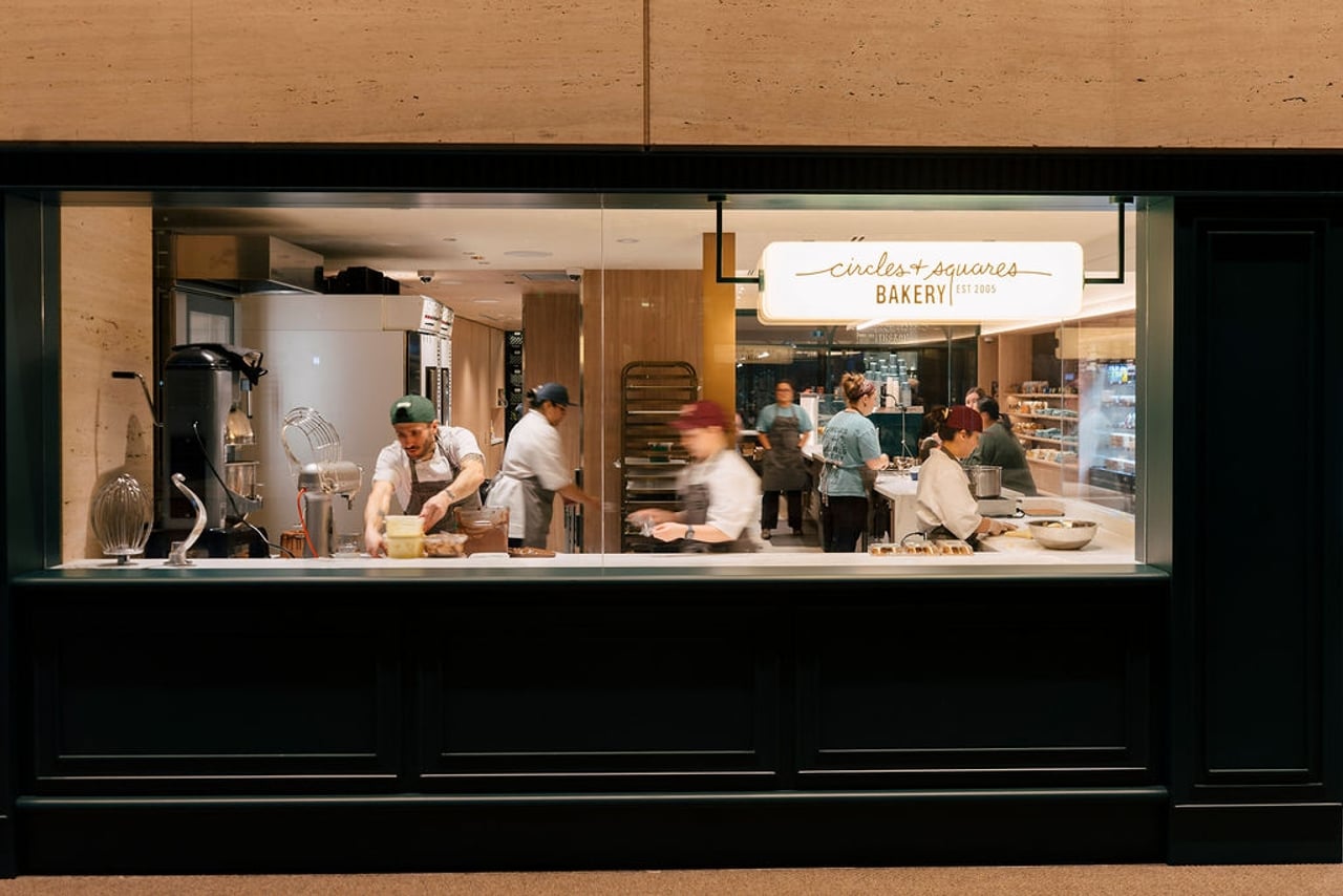 Pastry chefs work in the kitchen of Circle and Sqaures in the TD Centre