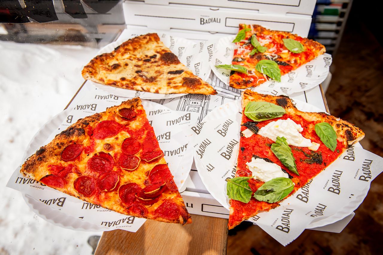 Slices of pizza from Pizzeria Badiali