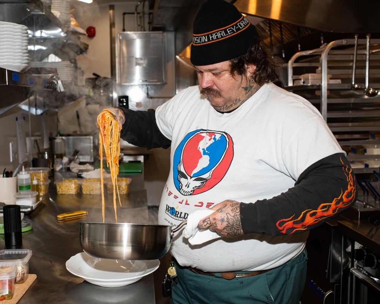 Chef Matty Matheson makes a pot of spaghetti