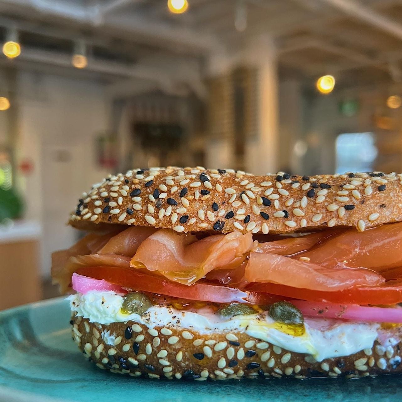 The smoked salmon bagel from Brodflour