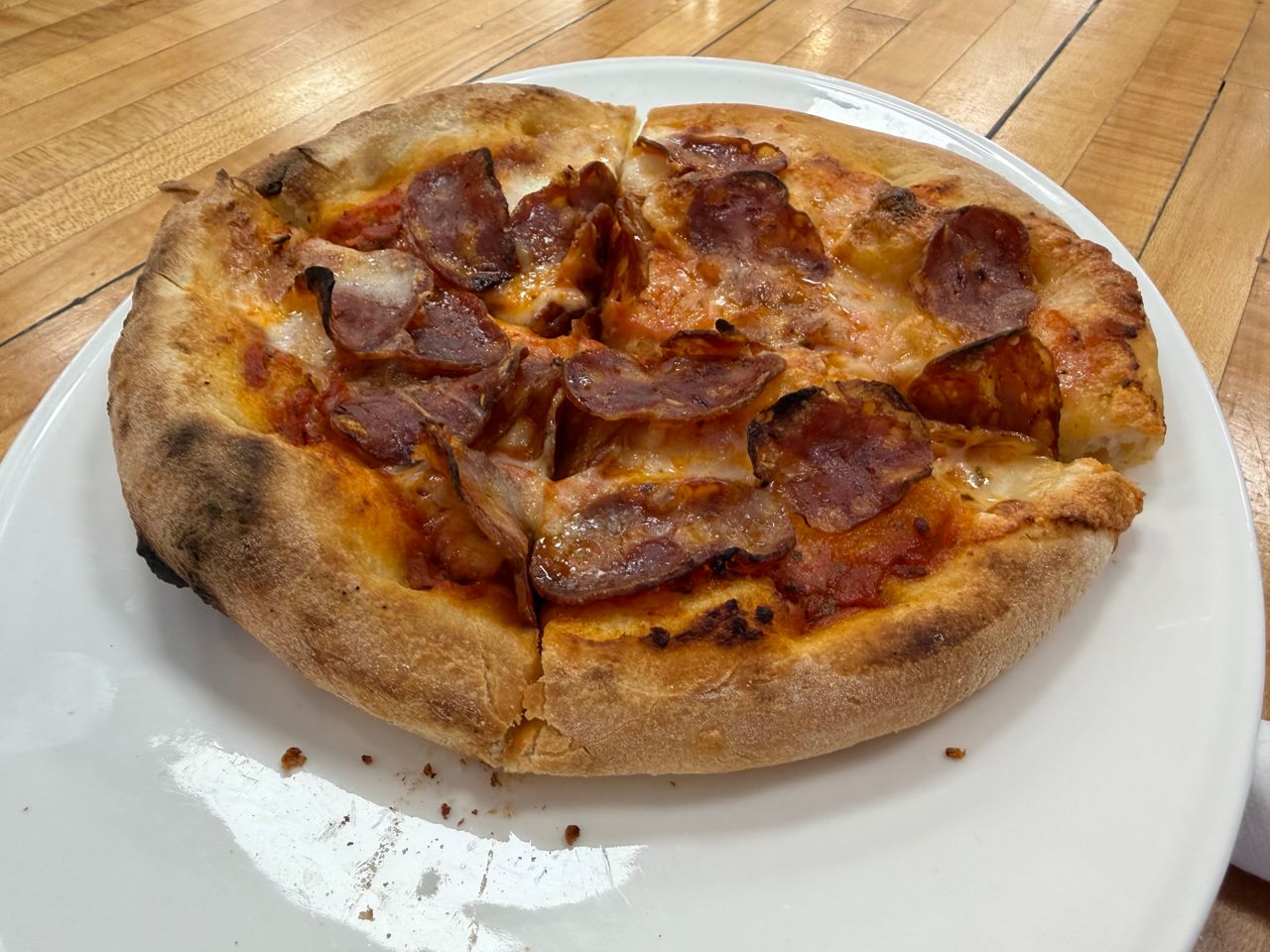 A pepperoni pizza