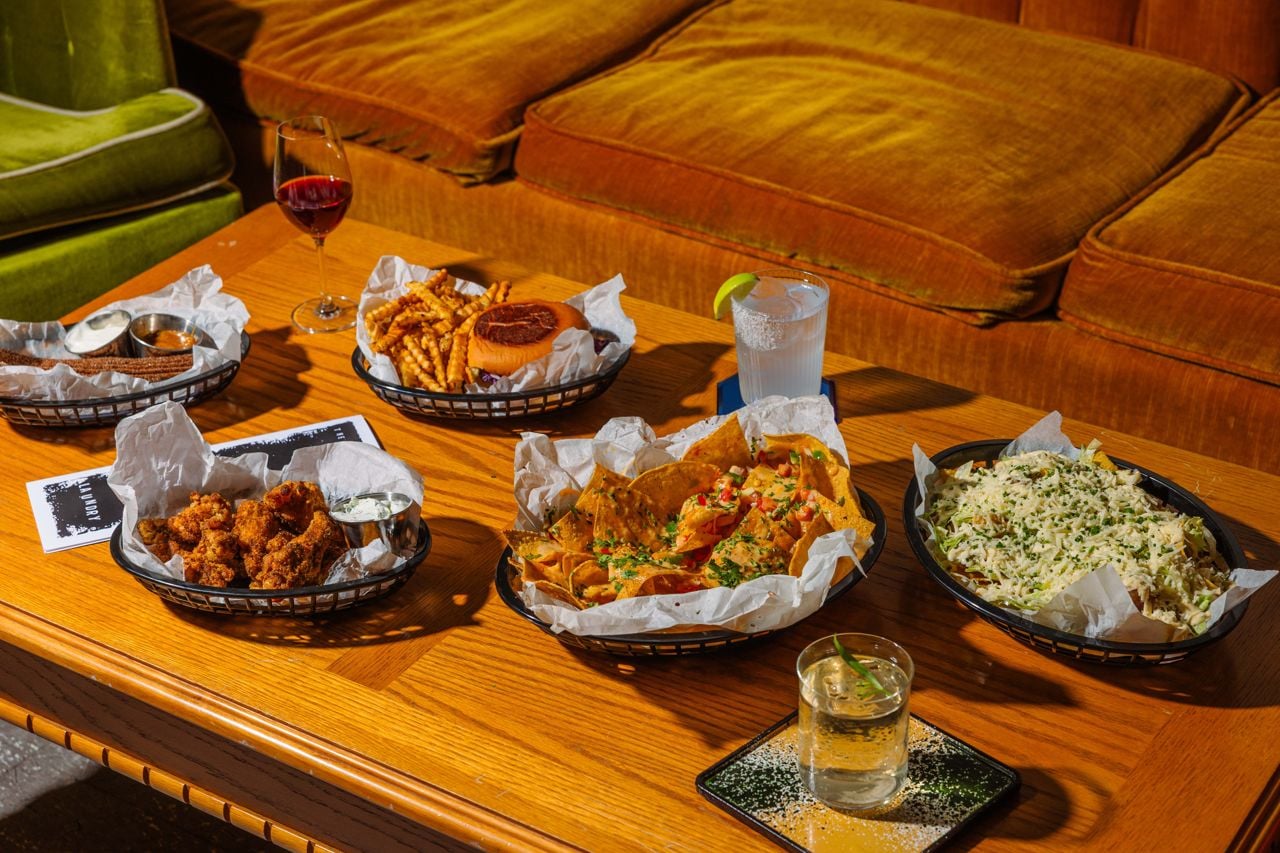 A spread of dishes and drinks available at Dirty Laundry