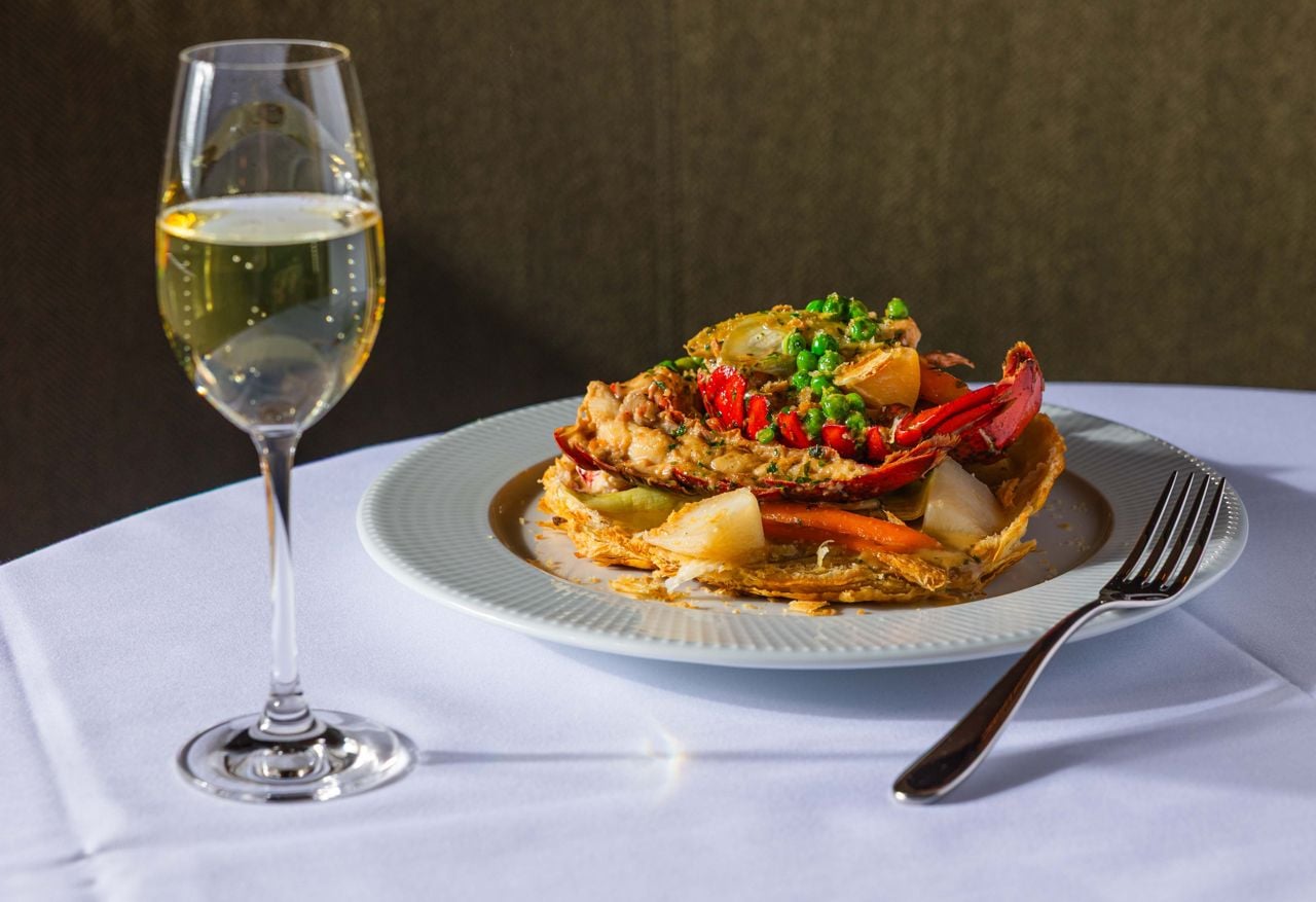 A serving of lobster pot pie