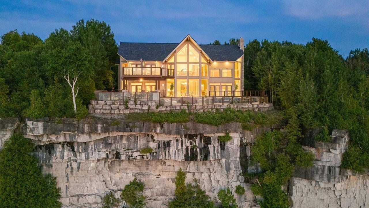 $5 million for a cliffside Bruce Peninsula mansion with lollipop columns