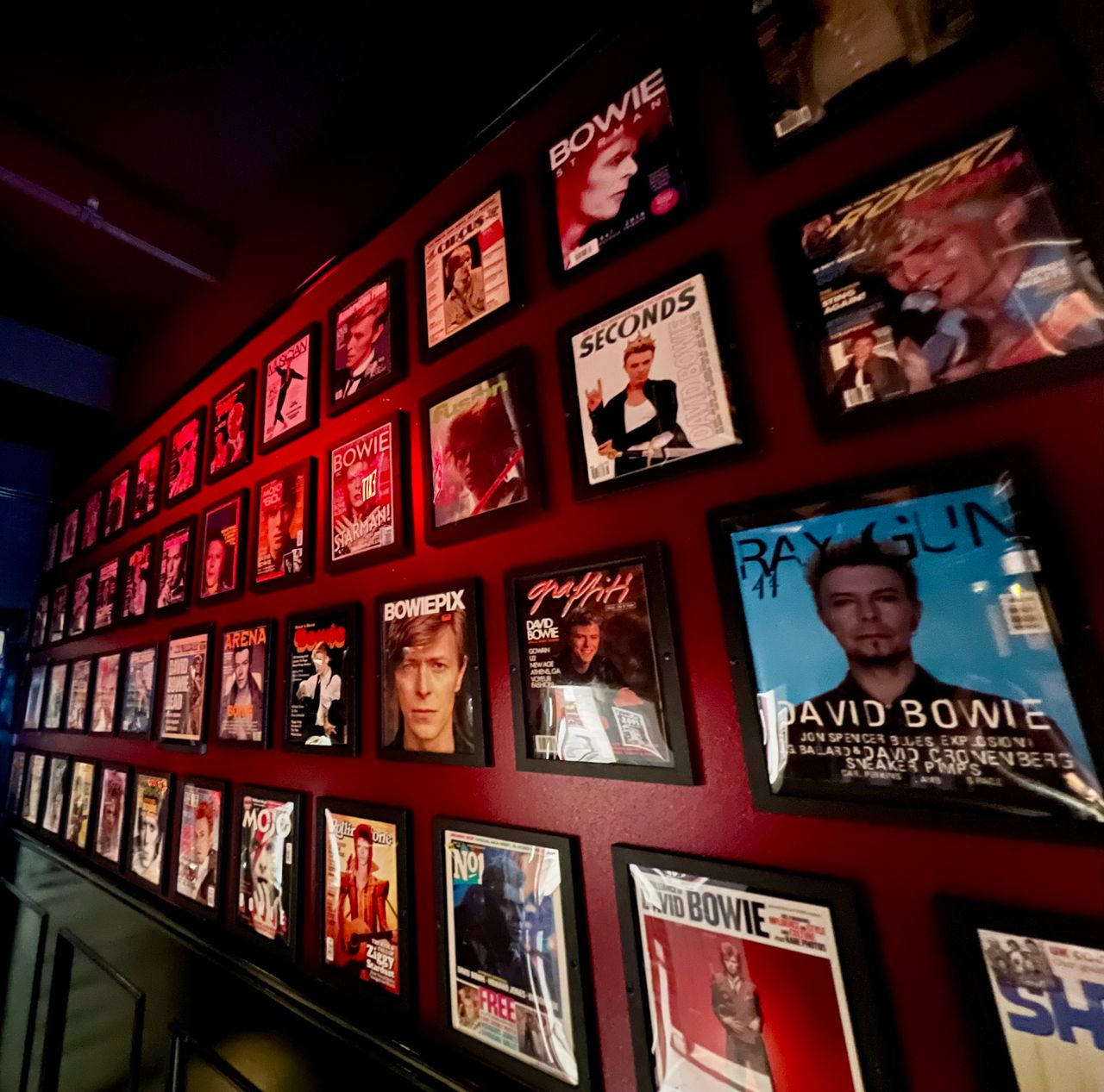 Wall of David Bowie album covers