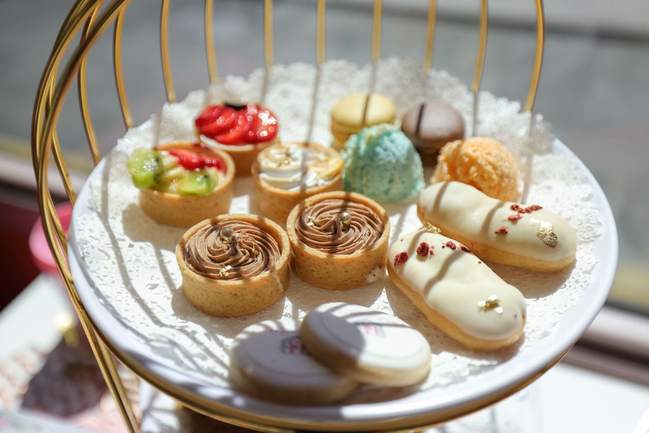 A tray of afternoon tea treats