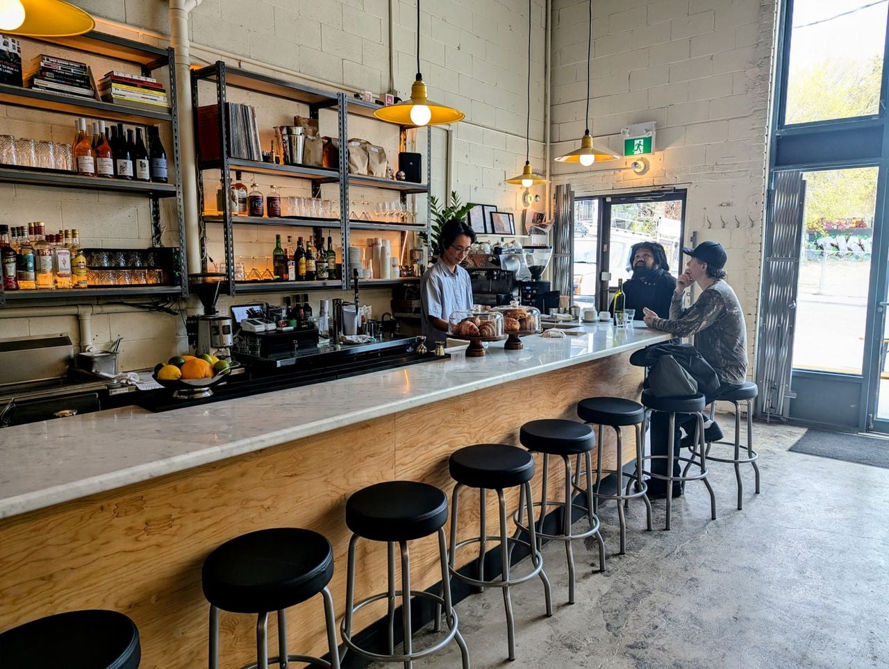 Interior of cafe bar seats
