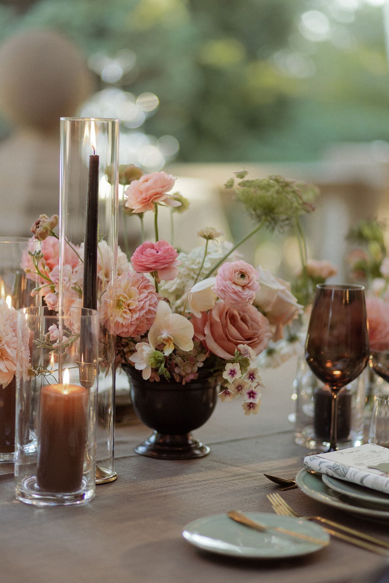 Close-up of elegant table setting