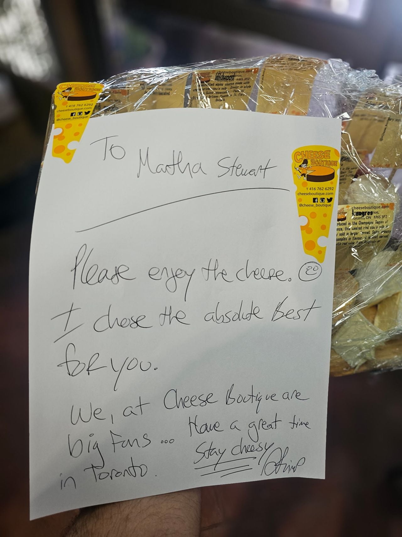 Cheese Boutique made a custom order for Martha Stewart