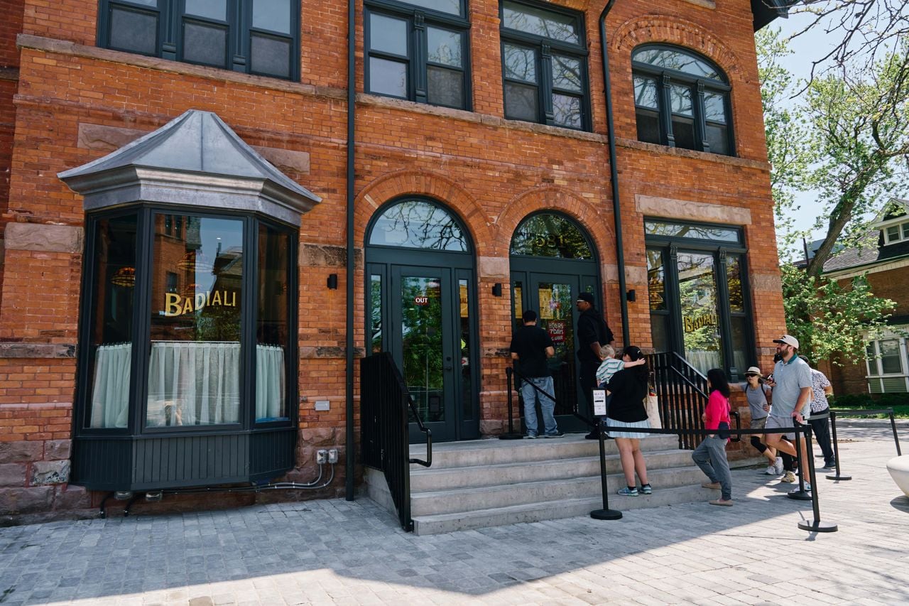 People line up outside of Pizzeria Badiali's Mirvish Village location