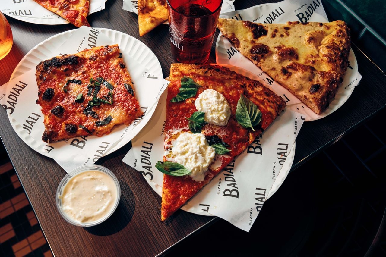 A selection of slices from Pizzeria Badiali