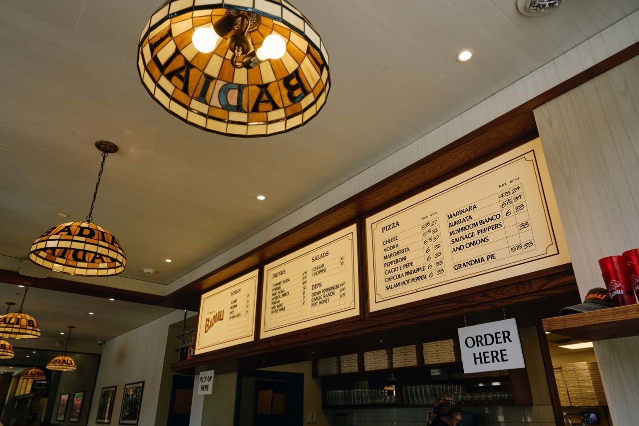 The menu at Pizzeria Badiali's Mirvish Village location