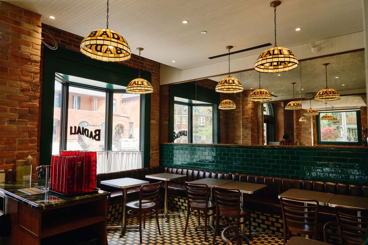 The dining room at Pizzeria Badiali's Mirvish Village location
