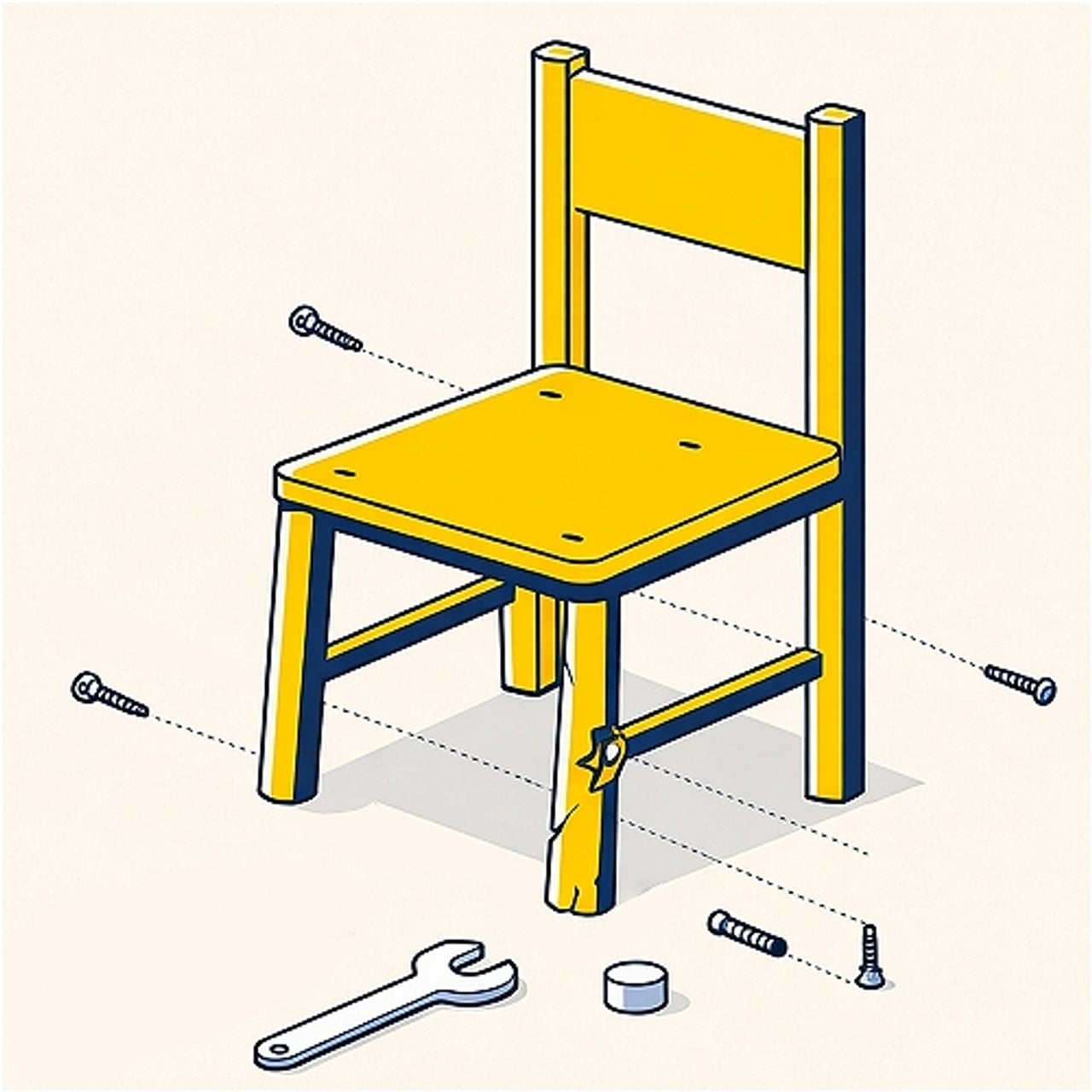 a diagram of an Ikea-style chair being built