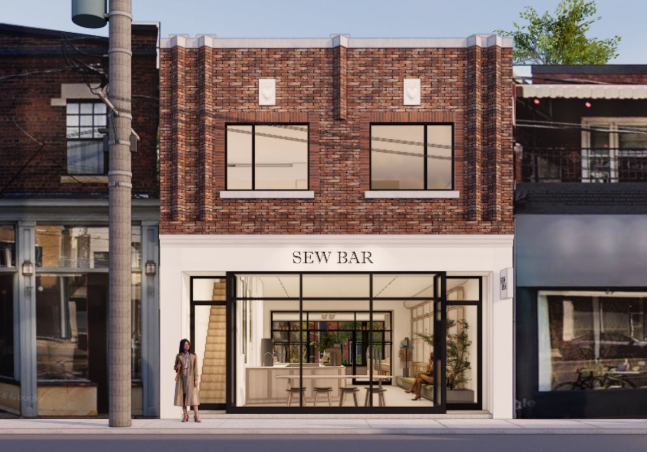 Rendering of a brick building facade