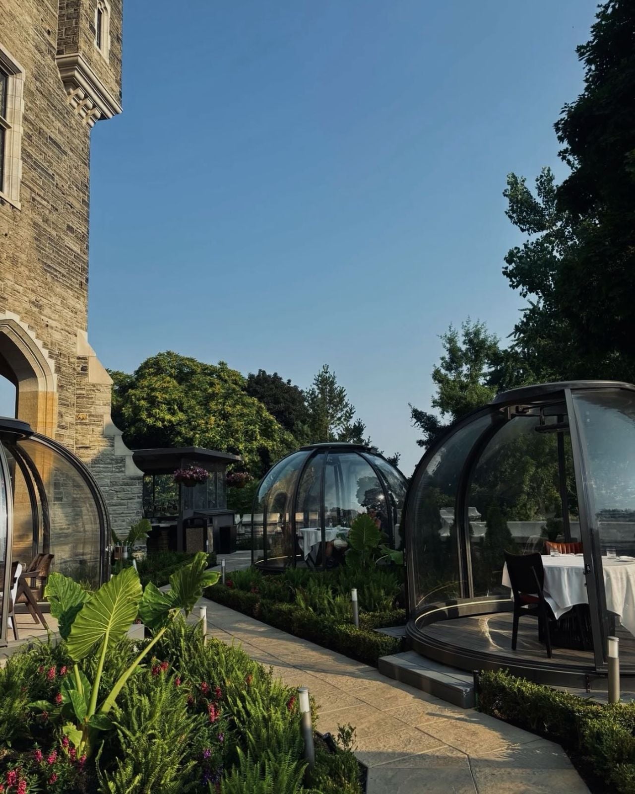 Enclosed domes on the patio at Blueblood Steakhouse