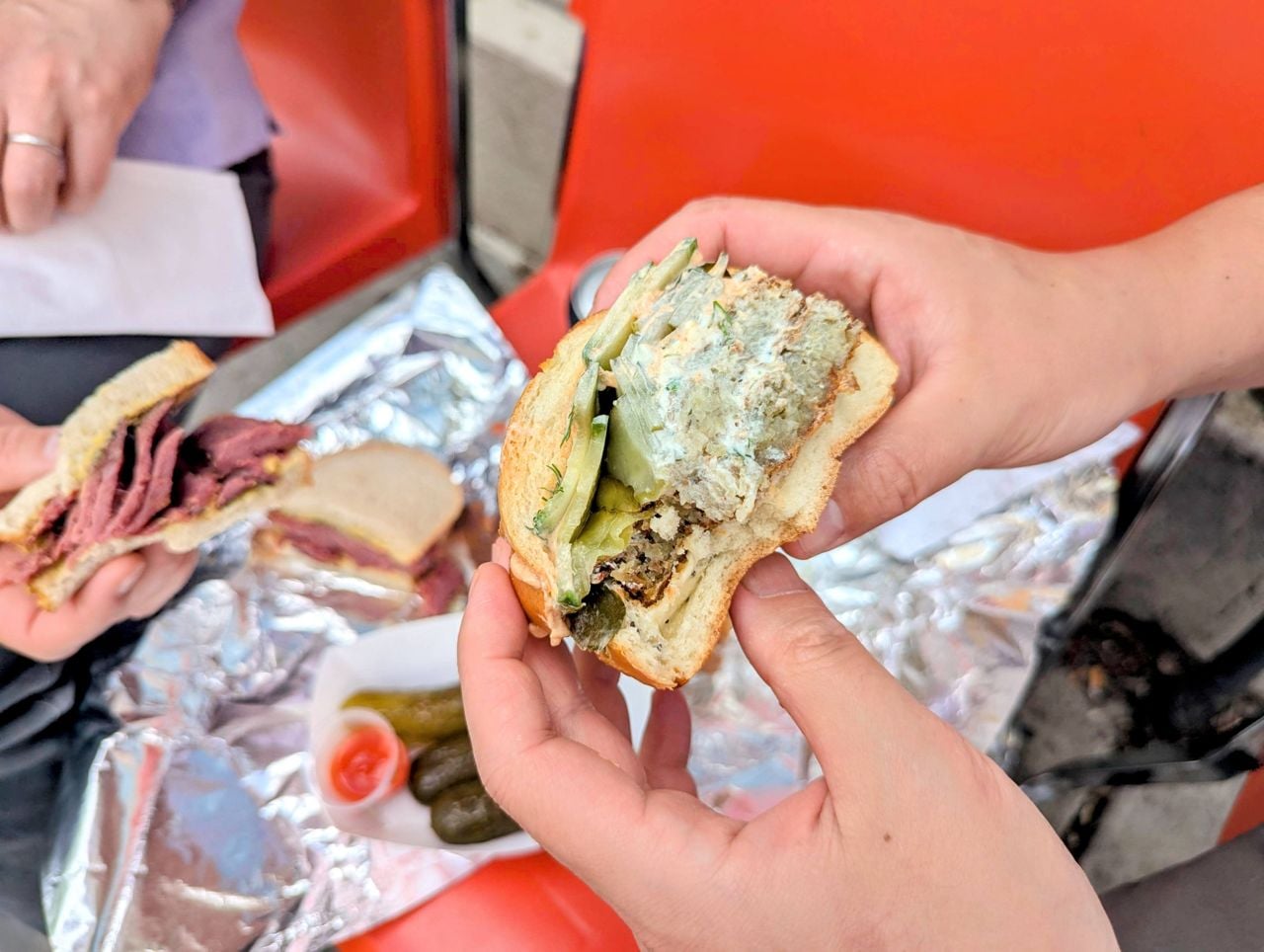 The potato and pickle sandwich from Linny's Luncheonette