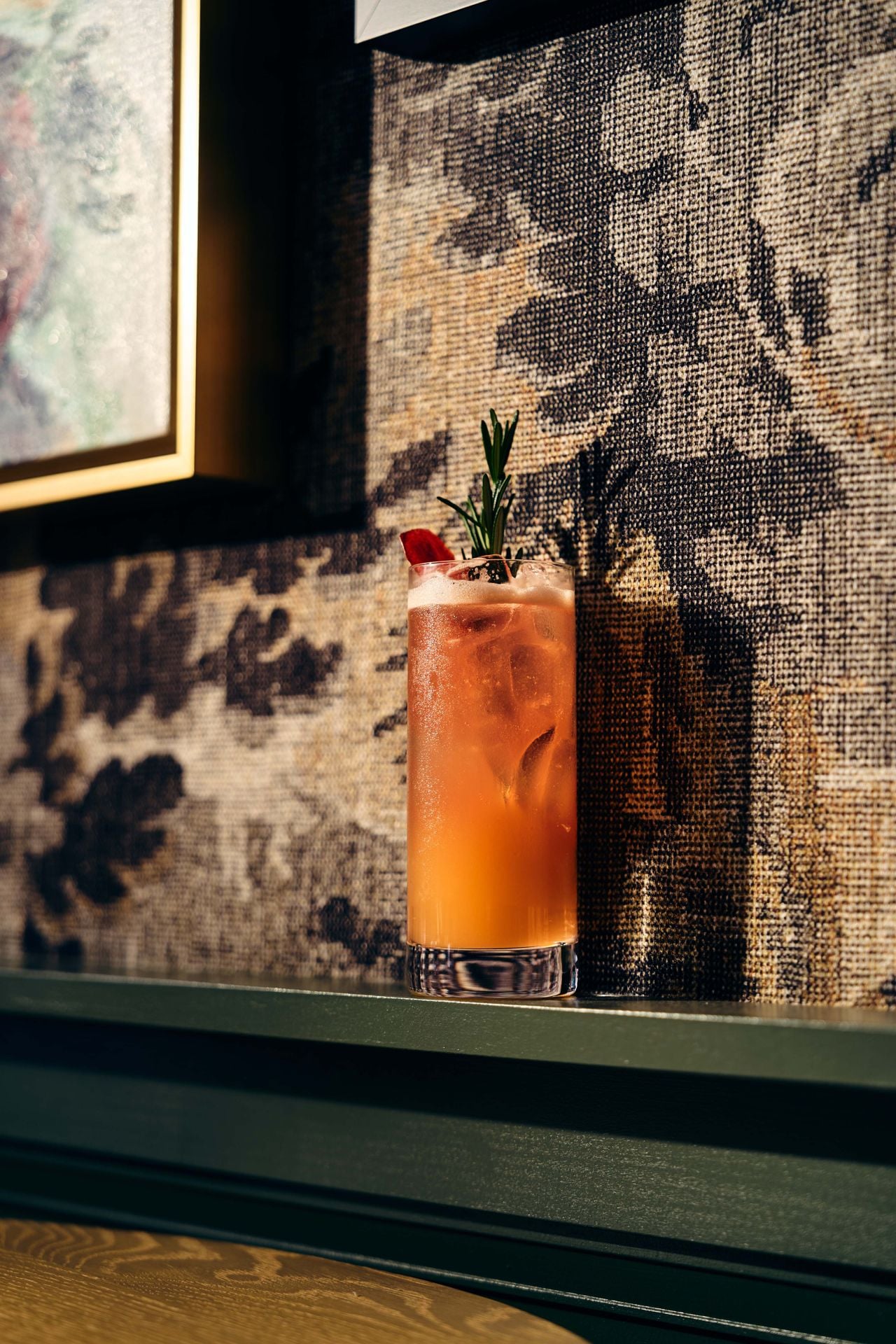 Rosemary’s Baby, a highball that blends rosemary-infused vodka with lemon, rosemary syrup, bitters and blood orange