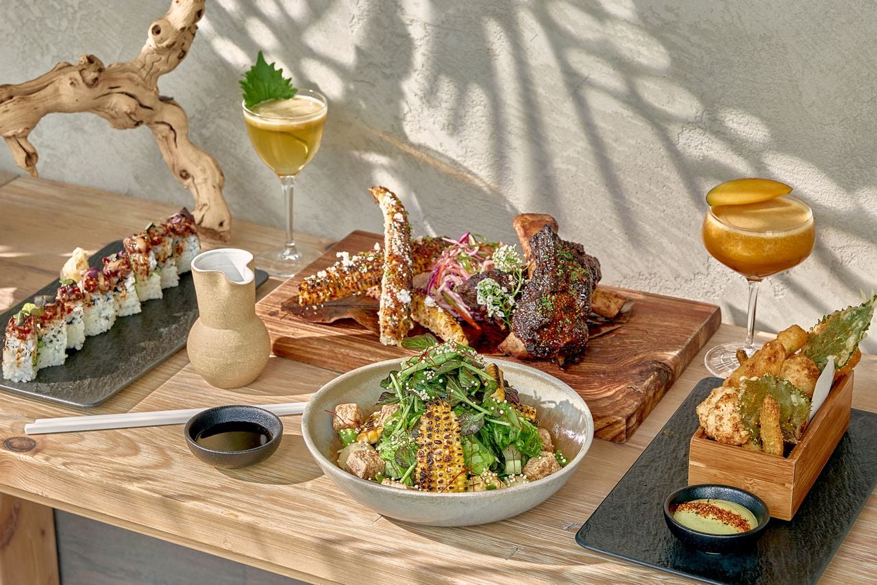 A selection of snacks and drinks at Harriet's Rooftop