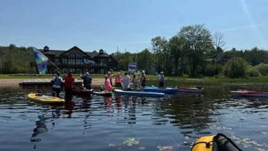 Protestors paddled to Doug Ford's cottage in kayaks