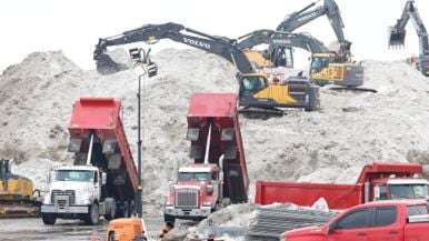 The heat wave didn't melt this massive pile of snow in North York