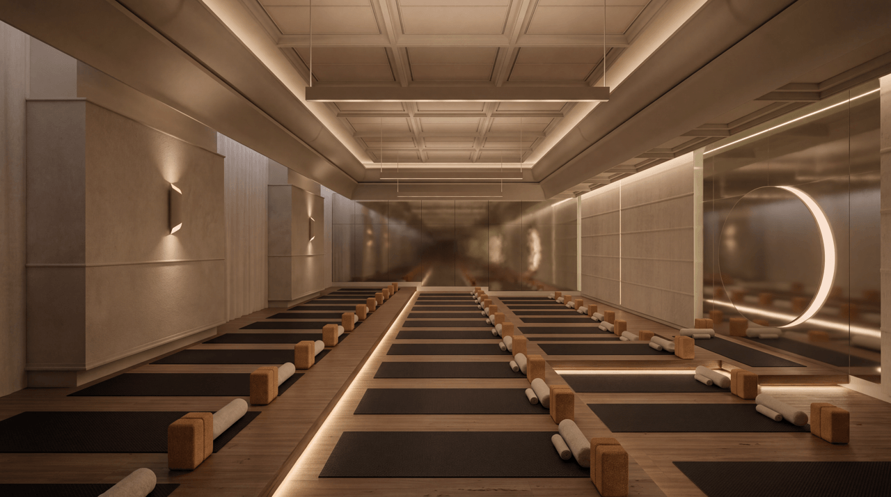 Beige room with yoga mats