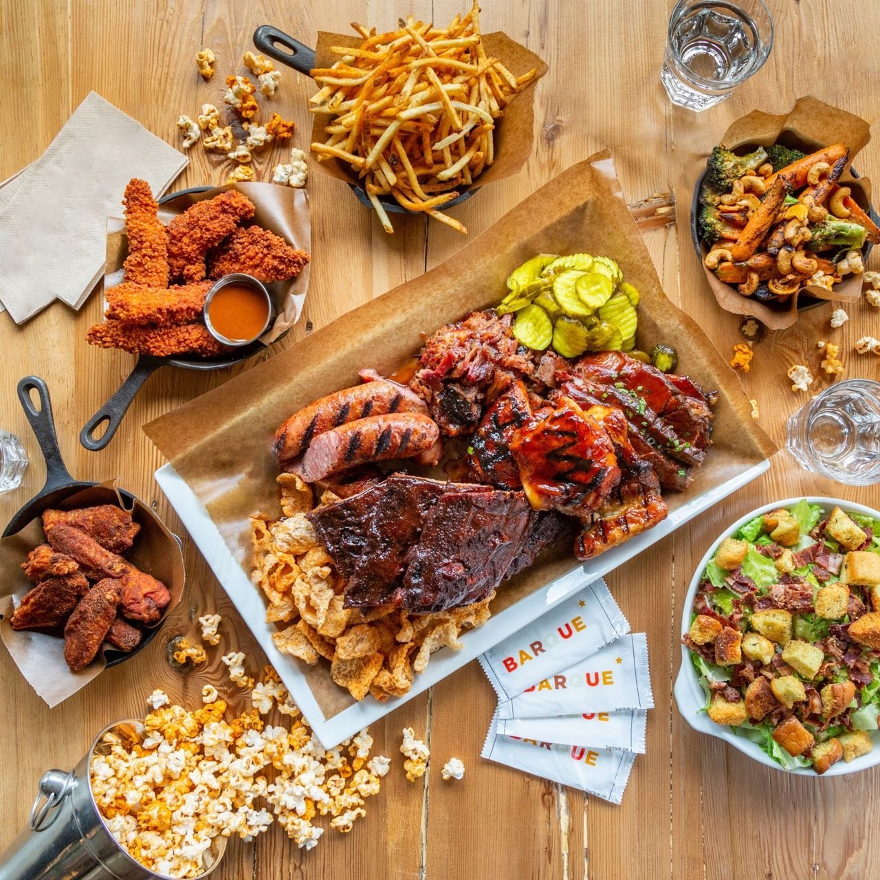 A spread of dishes from Barque Smokehouse