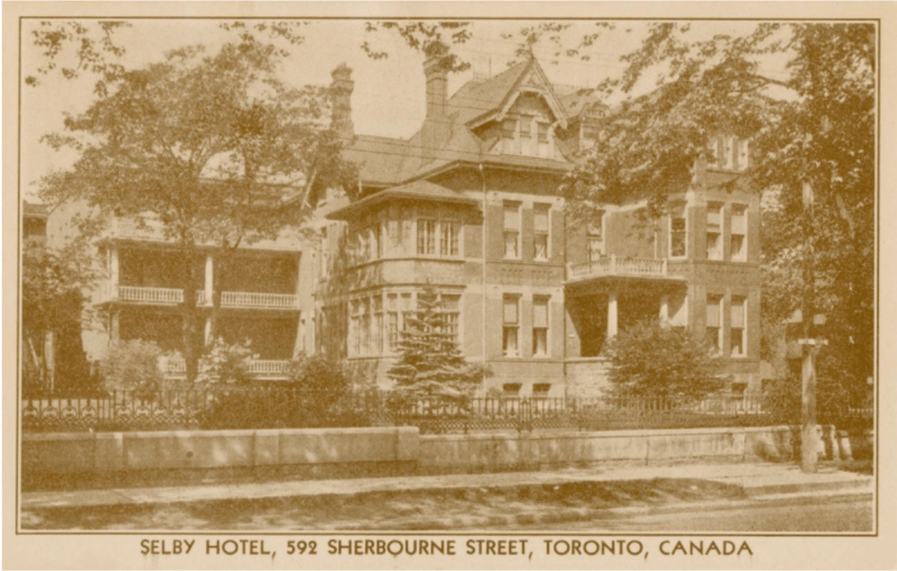 Antique postcard depicting an old hotel