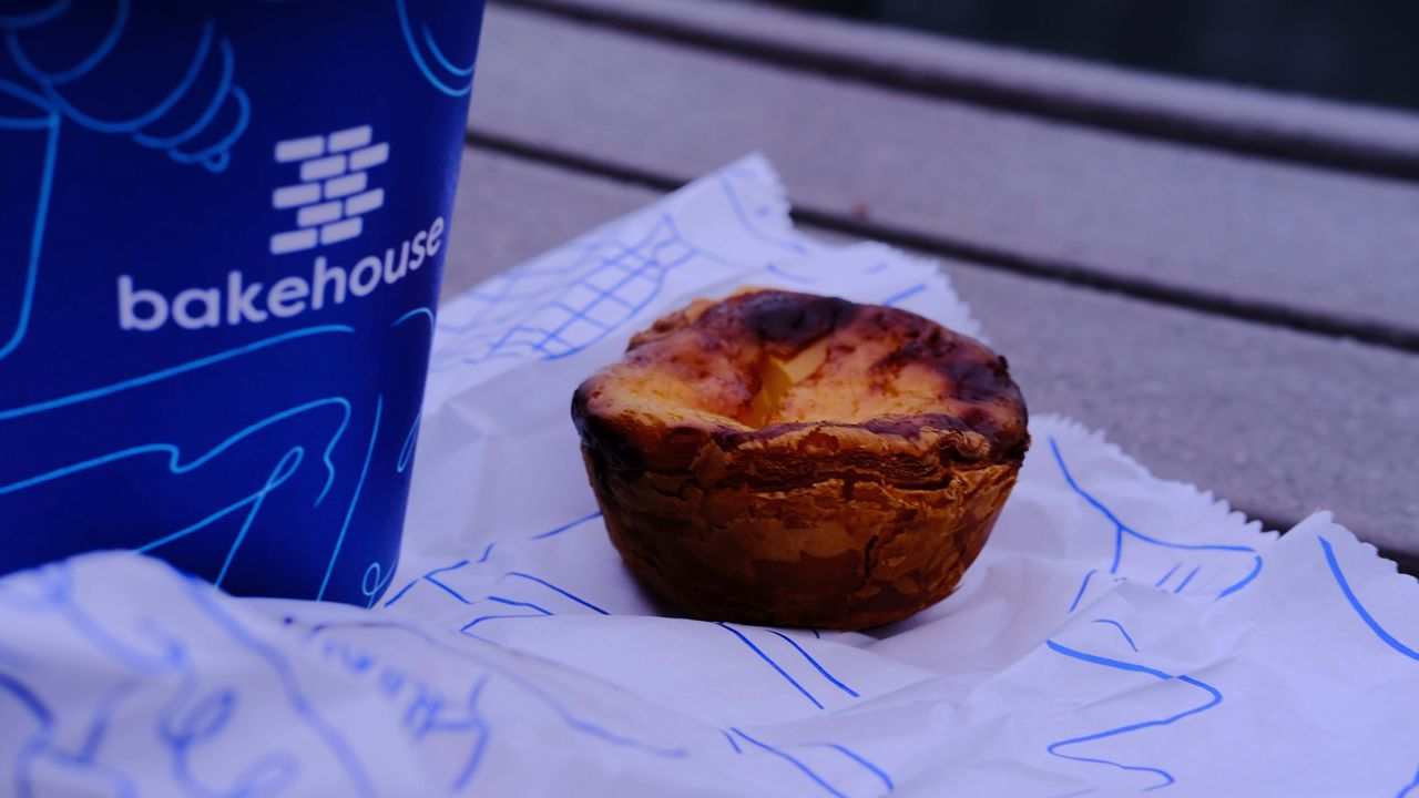 A sourdough egg tart from Bakehouse in Hong Kong