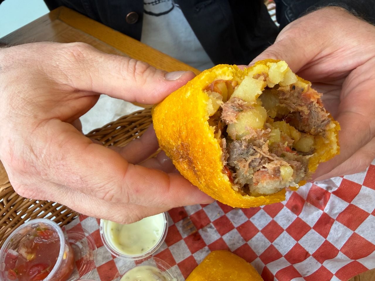Inside a beef empanada