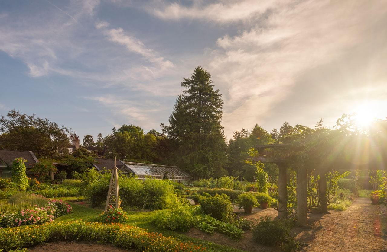 The gardens and greenhouse at Langdon Hall